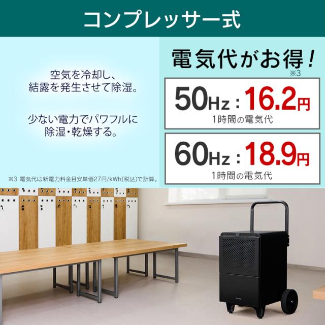 除湿機 1年保証 除湿器 大型 大型除湿機 IJCG-A50-B アイリスオーヤマ 工事不要 ブラック 最大適応畳数約75畳 コンプレッサー式 湿気 梅雨 除湿 湿度 カビ対策 業務用 工場 施設 4967576532648 送料無料