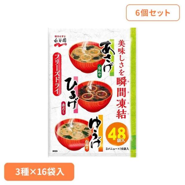 【6個あさげひるげゆうげアソート48食入 永谷園 あさげ 粉末みそ汁 フリーズドライ アソート ひるげ ゆうげ 大袋入り ローリングストック 手軽 送料無料