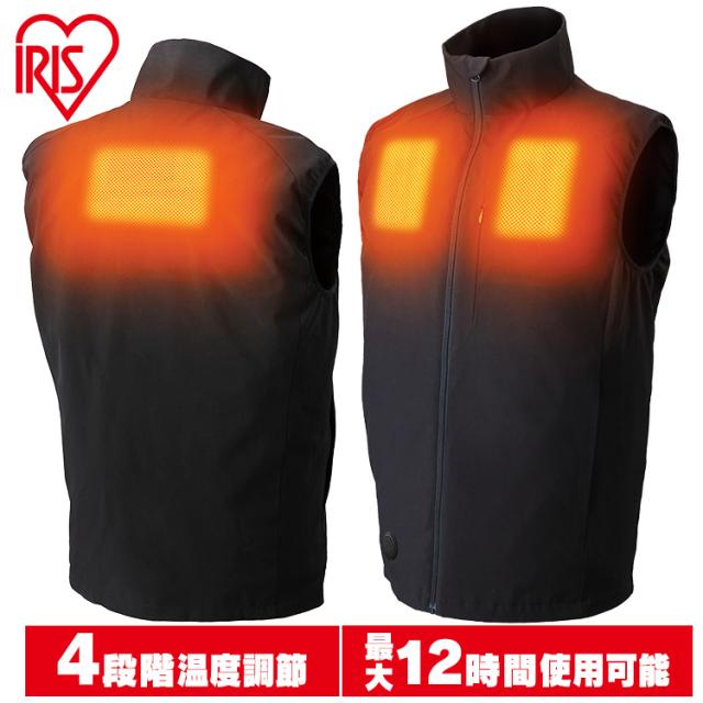 ヒートウェアアウトドアベスト HW-01OD ブラック ネイビー アイリスオーヤマ ヒートウェア ウェア アウトドアベスト アウトドア ベスト はっ水加工 ヒーター付きベスト コンセント不要 あたたかい 水に強い 屋外 送料無料