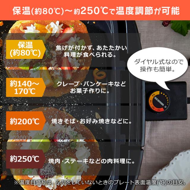 ホットプレート 大型 ワイド 幅約50cm アイリスオーヤマ 3〜4人分 一気に調理 大きい 平面プレート 餃子70個 パンケーキ6枚 大人数 ホームパーティー お手入れ簡単 フッ素加工 ふた付き ワイドホットプレート 1枚 SWHP-011-B キッチン家電 *_5