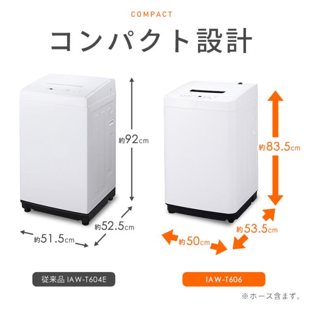 洗濯機 6kg 縦型 一人暮らし 全自動洗濯機 縦型洗濯機 節水 時短 コンパクト 部屋干し ブラック ホワイト 黒 白 新品 ガチ落ち大水流洗浄 IAW-T606 アイリスオーヤマ *_4