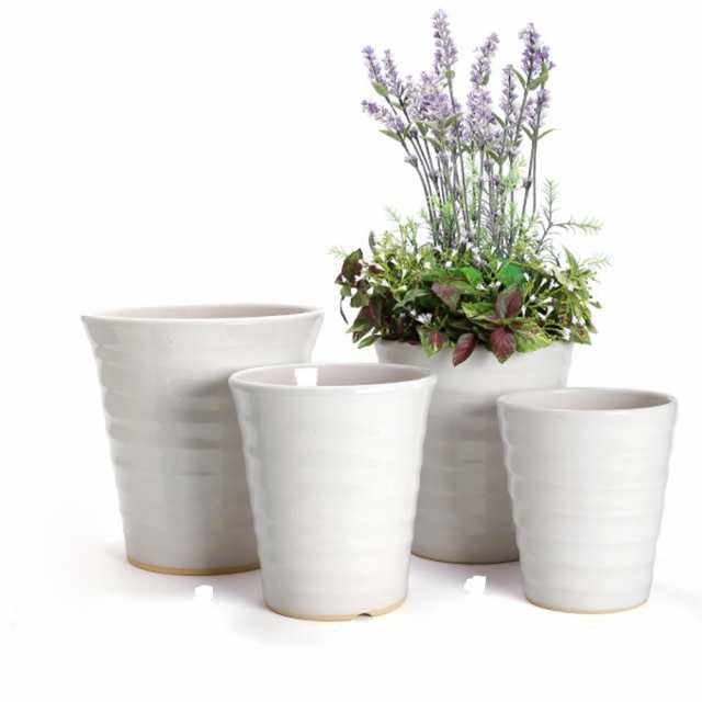 在庫一掃の破格値処分 白い陶器製の植木鉢３鉢セット 在庫の確認をしてください の通販はau Pay マーケット Kuratanet Com