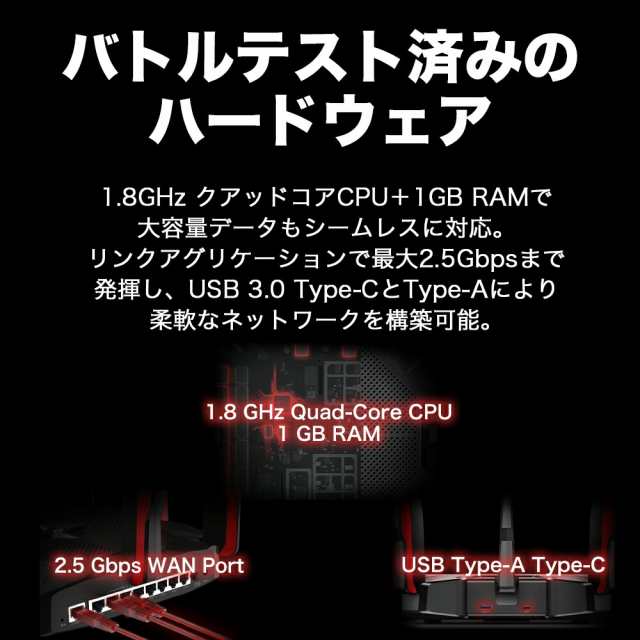 wifi6 ルーター】新世代 Wi-Fi 6(11AX) トライバンド無線LANルーター 4804+4804+1148Mbps 2.5Giga  WANポート LANポート×8 1.8GHz クアの通販はau PAY マーケット TP-Linkダイレクト au PAY  マーケット－通販サイト