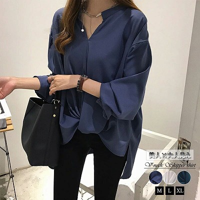 スキッパー シャツ レディース スキッパーブラウス Vネック トップス 七分袖 ブラウスの通販はau Pay マーケット 風ちゃんマーケット