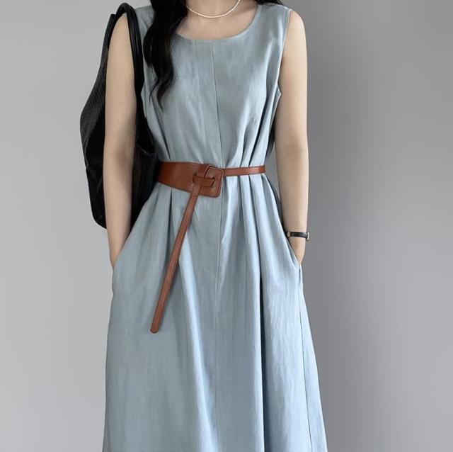 トップス レディース ロングワンピース ベストワンピース 韓国風 通勤 2色