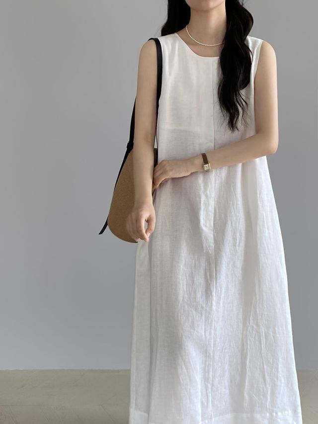 トップス レディース ロングワンピース ベストワンピース 韓国風 通勤 2色