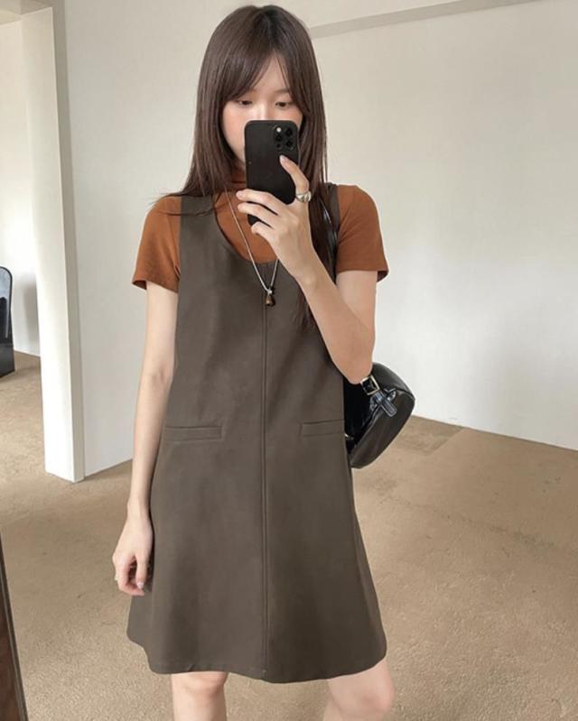 トップス レディース Tシャツ ベストワンピース 二点セット 2色の通販