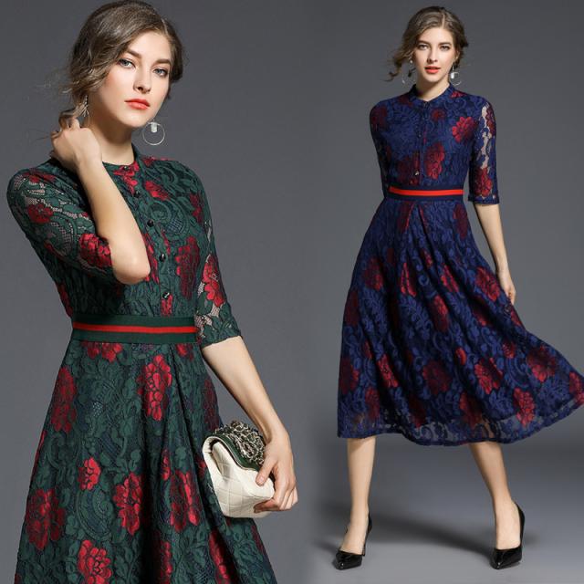 フラワー刺繍ワンピース五分袖の通販はau Pay マーケット 森のあらいぐま