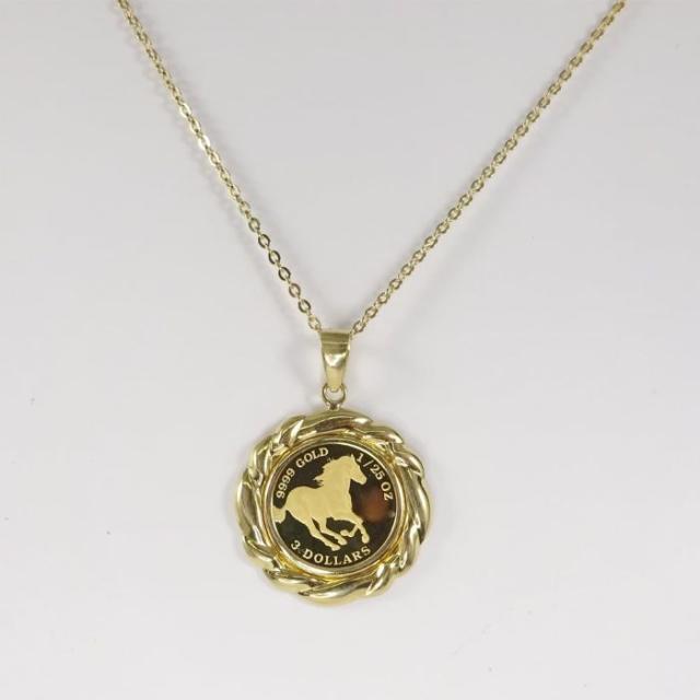 純金（K24/9999GOLD）ツバルホース1/25oz・エリザベスリバーシブルペンダントトップ【ギフトラッピング済み】_1