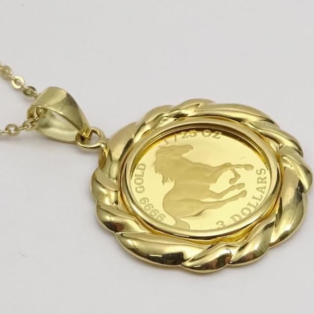 純金（K24/9999GOLD）ツバルホース1/25oz・エリザベスリバーシブルペンダントトップ【ギフトラッピング済み】_3
