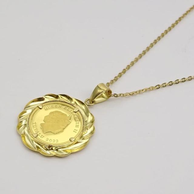 純金（K24/9999GOLD）ツバルホース1/25oz・エリザベスリバーシブルペンダントトップ【ギフトラッピング済み】_4