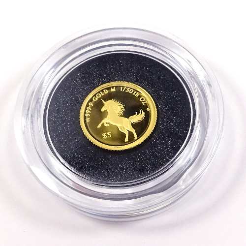 ユニコーン 純金K24金コイン金貨 1/30オンス（5$）裏面エリザベス女王