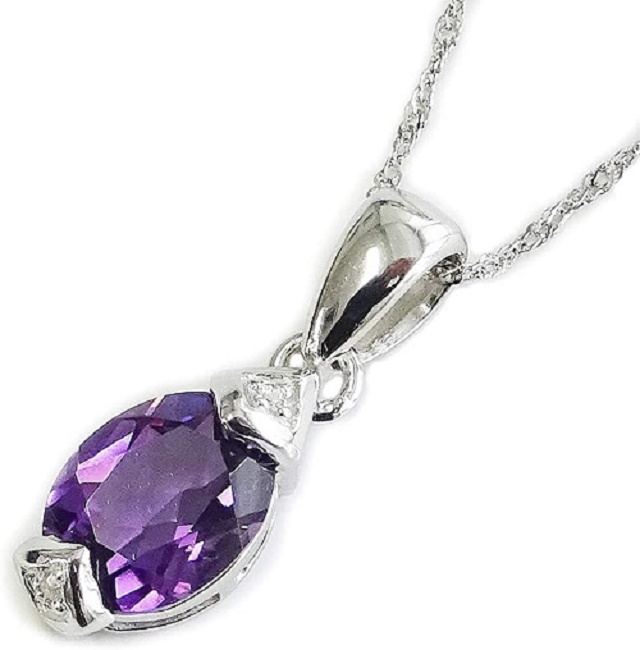 シルバー天然アメジストペンダント・プラチナ850チェーンネックレスオーバルカット14144PT 【ギフトラッピング済み】【2月誕生石アメジスト】の通販は