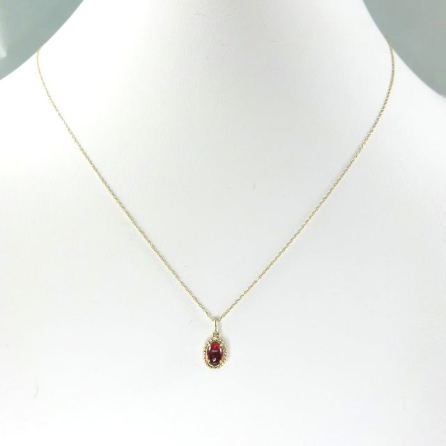 10金（K10） イエローゴールド ガーネットペンダントネックレスオーバルカボッションカット【ギフトラッピング済み】【1月誕生石】_4