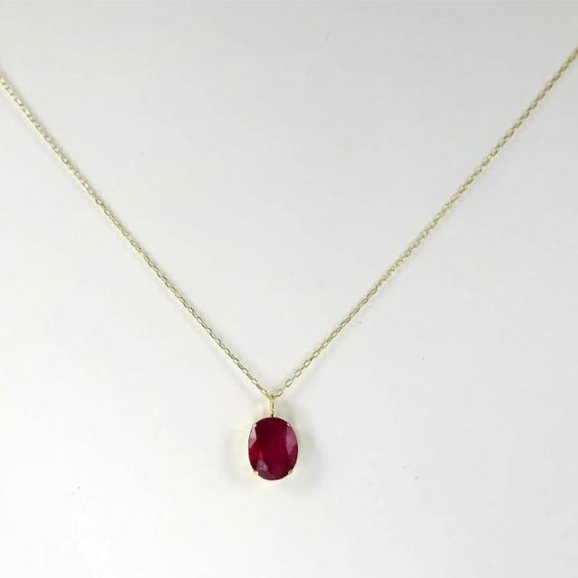 ルビー ペンダント ネックレス 18金（K18）トップ約2.5ct チェーンK10YG40cm小豆タイプ宝石鑑別書付 【ギフトラッピング済み】_1