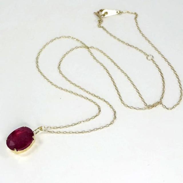 ルビー ペンダント ネックレス 18金（K18）トップ約2.5ct チェーンK10YG40cm小豆タイプ宝石鑑別書付 【ギフトラッピング済み】_2
