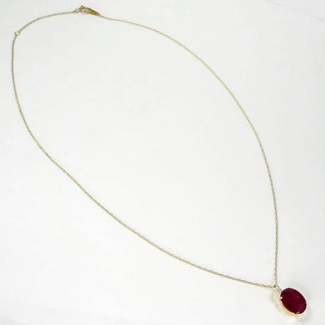 ルビー ペンダント ネックレス 18金（K18）トップ約2.5ct チェーンK10YG40cm小豆タイプ宝石鑑別書付 【ギフトラッピング済み】_3