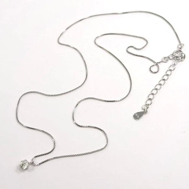 ダイヤモンドネックレス一粒 ペンダント天然ダイヤモンド0.2ct / I-1〜SI2 SILVER925 太チェーン40-45cmベネチアン【送料無料】_3
