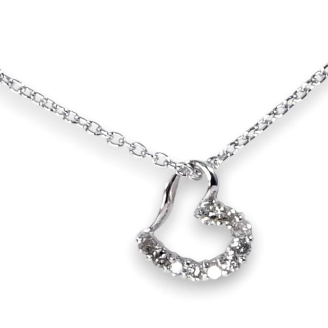 SV 天然ダイヤモンド10石 オープンハートネックレスペンダントSILVER925【4月誕生石ダイヤ】【送料無料】 8,520円
