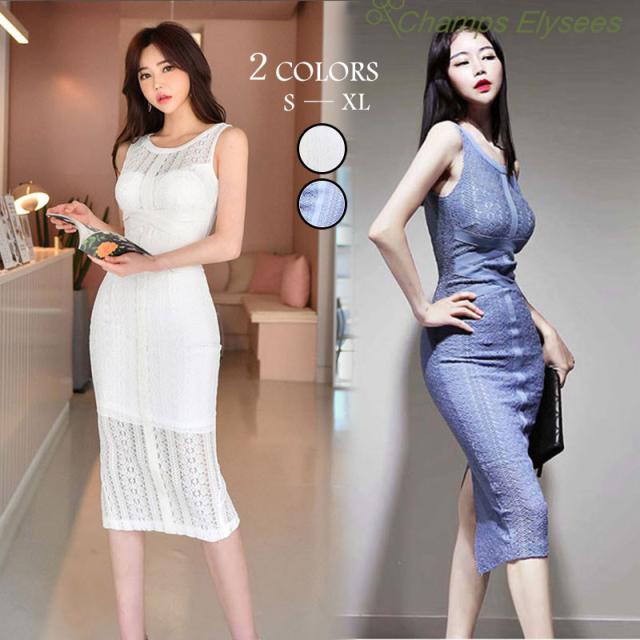 タイトワンピースレディース 韓国風 レースノースリーブ無地タイトワンピース エレガンス ドレスワンピース 膝丈 上品 代30代 披露宴 の通販はau Pay マーケット Champs Elysees
