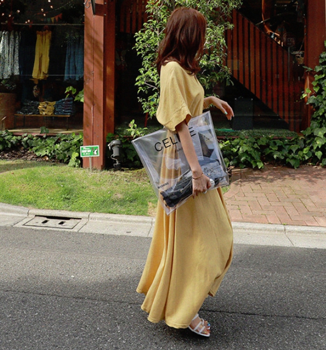 海外セレブ風ゆるカジュアルワンピ フェミニン マキシ丈 Vネック 半袖 ウエストゴム Aライン レディース ワンピースの通販はau Pay マーケット Keysfashion