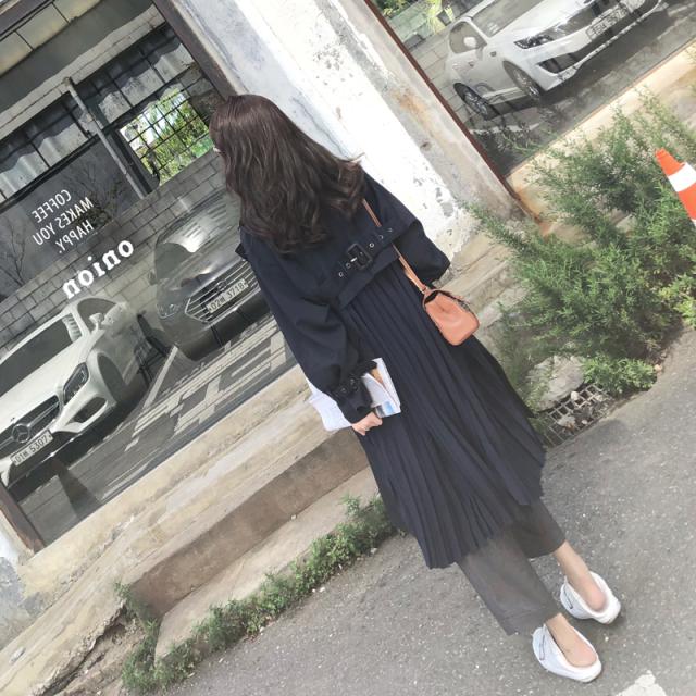 トレンチコート レディース 春 アウター プリーツ オフィスカジュアル ロング丈 無地 ネイビー ゆったりサイズの通販はau Pay マーケット Keysfashion