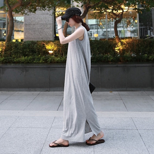 らくちんリラックス シンプル マキシ丈 Tシャツワンピース ノースリーブ 無地 カジュアル 夏の通販はau Wowma Arco Iris