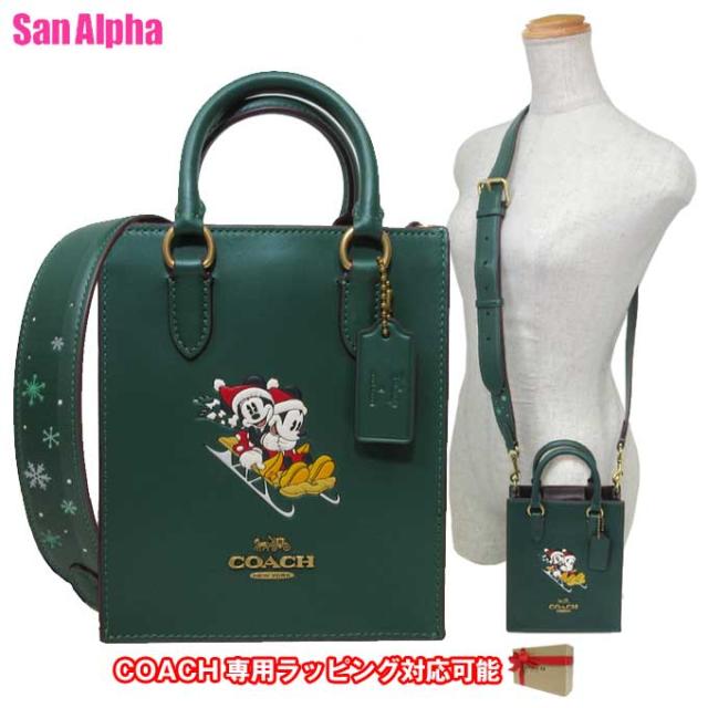 コーチ バッグ ショルダーバッグ COACH X DISNEY ミッキー コーチ × ディズニー スレッド モチーフ ノース/サウス ミニ トート 2WAY ミニバッグ 斜め掛け CN021 B4CZS(ダークパインマルチ) コラボ商品 アウトレット レディース