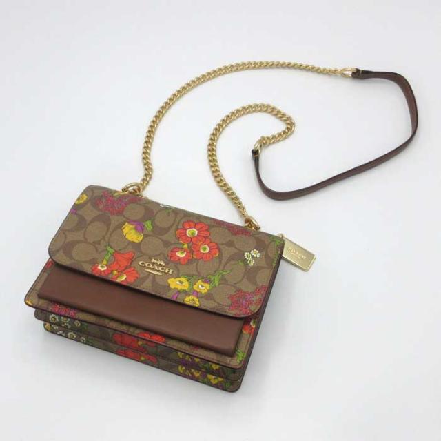 COACH ショルダーバッグ カーキ フローラルプリント バッグ 茶色 コーチ COACH ショルダーバッグ カーキ フローラルプリント バッグ 茶色 コーチ