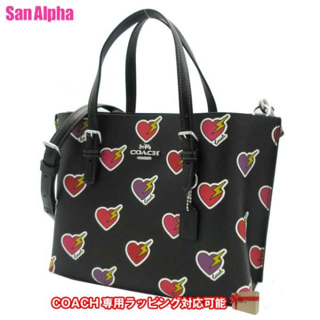 コーチ バッグ ハンドバッグ COACH ハート ボルト プリント モリー トート 25 2WAY 斜め掛け CW435 SVA47 (ブラック×マルチカラー) アウトレット レディース