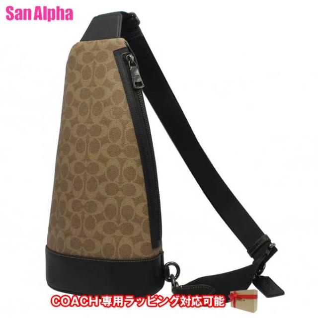 コーチ バッグ ショルダーバッグ COACH シグネチャー ドミニク スリングパック ボディバッグ CY801 QBMI5 (チャコール×ブラック) アウトレット メンズ