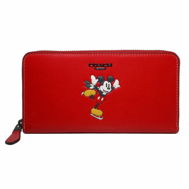 コーチ 財布 長財布 COACH X DISNEY コーチ × ディズニー アイス スケート ミッキーマウス アコーディオン ウォレット CM210 QBW9S(レッ