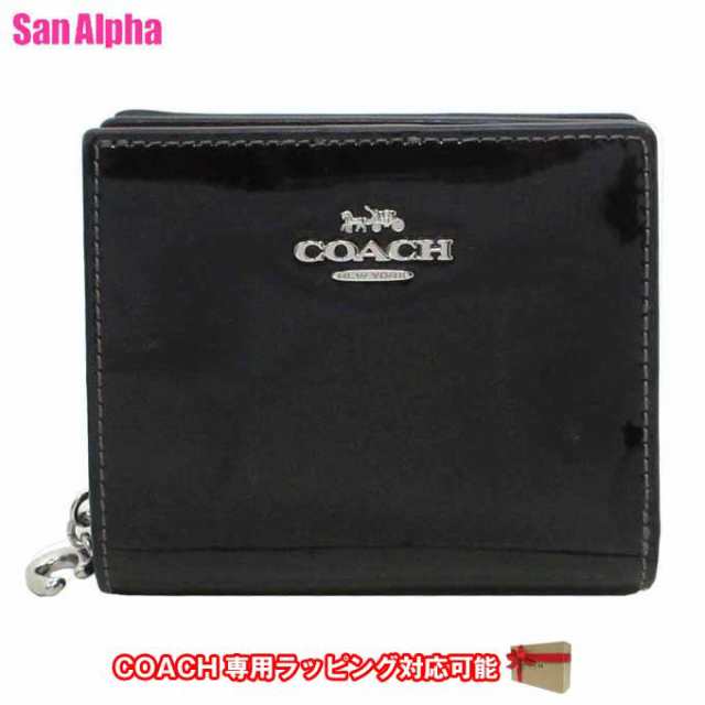 コーチ 財布 二つ折り財布 COACH パテントレザー スナップ ウォレット CN383 SVDTV (ブラック) アウトレット レディースの通販は