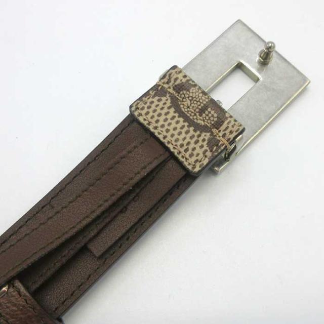 美品本物グッチGUCCI本革レザーGG柄キャンバスベルトスーツメンズ茶