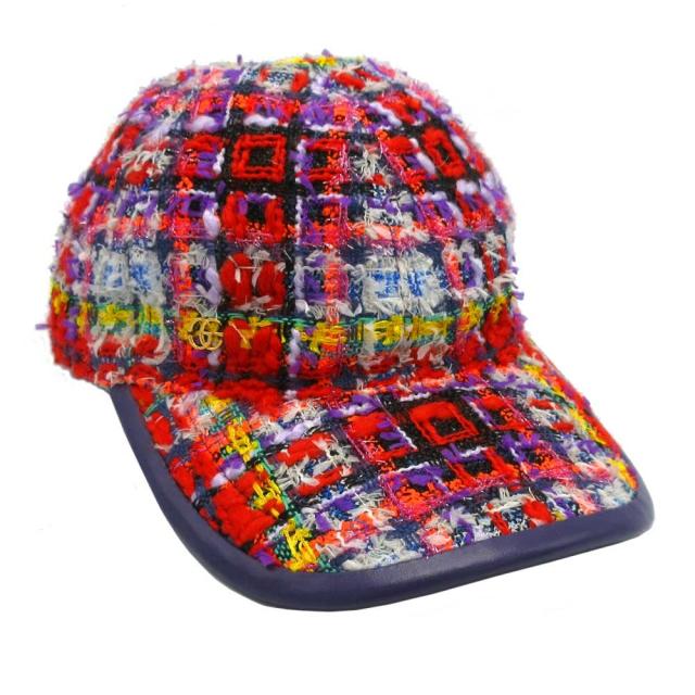 チェック柄 ベースボールキャップ グッチ 帽子 キャップ GUCCI ウール