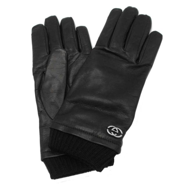 グッチ 手袋 アパレル GUCCI レザー インターロッキングG ロゴ グローブ 788507 アウトレット メンズ