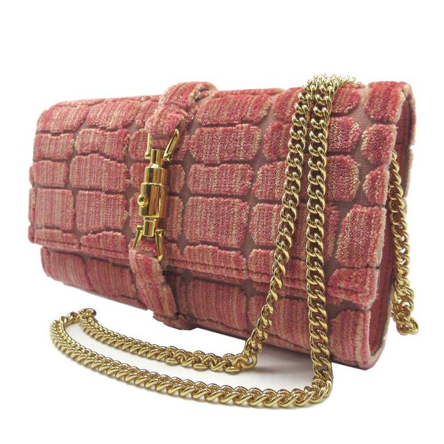 グッチ ショルダーバッグ ジャッキー クロコ調 ベルベット チェーンショルダーウォレット 斜め掛け 652681 (レッド系マルチ) ブティックライン レディースの通販は 52,800円