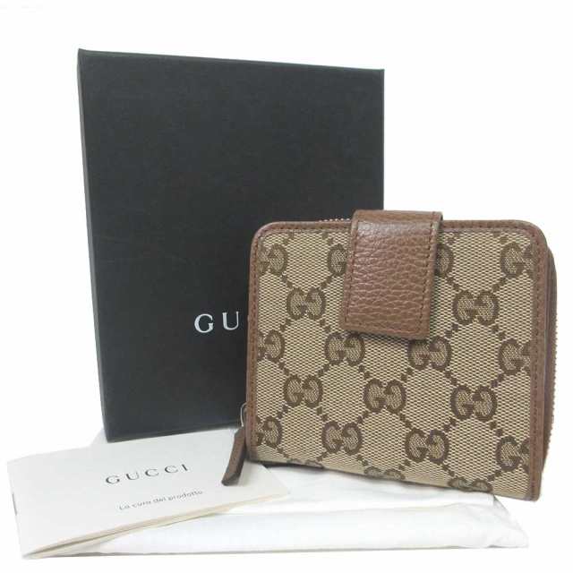 グッチ 財布 二つ折り財布(小銭入れあり) GUCCI キャンバス×レザー GGスプリーム ラウンド ジップアラウンド コンパクトウォレット 3460