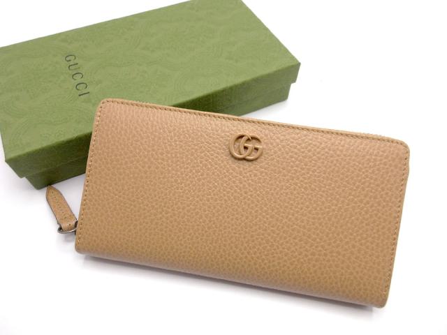 グッチ 財布 長財布 GUCCI インターマーモント レザー 無地  