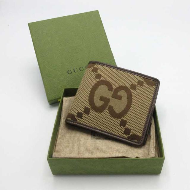 グッチ 財布 二つ折り財布 (小銭入れ無し) GUCCI ジャンボ GG