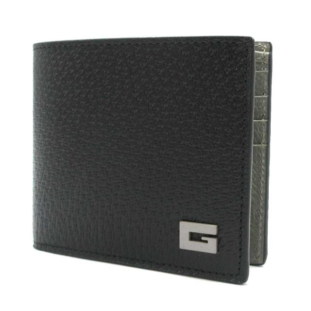 グッチ 財布 二つ折り財布 (小銭入れ無し) GUCCI Gモチーフ バイカラー 739358 (ブラック) ブティックライン メンズ