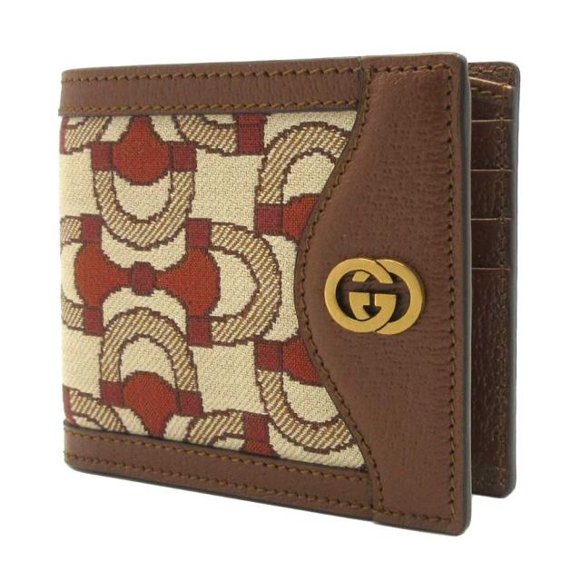 GUCCI◇インターロッキングG/2つ折り財布/レザー/ブラック/610466