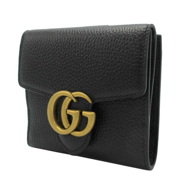 グッチ 財布 二つ折り財布 GUCCI GG マーモント レザー ウォレット 782749 (ブラック) アウトレット レディース
