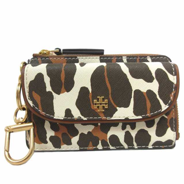 トリーバーチ ケース カードケース TORY BURCH レオパード柄 エマーソン プリント ジップ カードケース 149915 0823 206 (ベージュレバレ