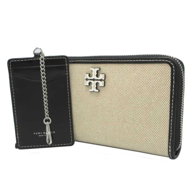 トリーバーチ 財布 長財布 TORY BURCH ティア キャンバス ジップ コンチネンタル ウォレット ロゴ ラウンドファスナー カードケース付き 160772 0624 926 (キャンバス×ブラウン)  アウトレット レディース