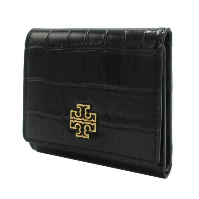 トリーバーチ 財布 三つ折り財布 TORY BURCH ブリテン クロコ調 エンボスレザー コンパクト ウォレット ミニ財布 164019 1024 001 (ブラック) アウトレット レディース