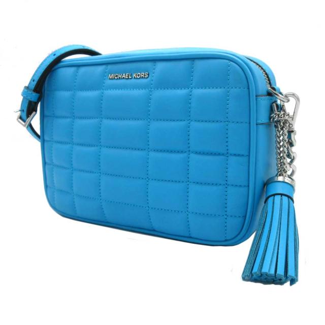 マイケルコース バッグ ショルダーバッグ MICHAEL KORS ジェットセット キルティング調 レザー ミディアム カメラバッグ クロスボディ タッセル付き 斜め掛け 32R4SJ6M6L SNTORINI BLU (ライトブルー系)ブティック レディース