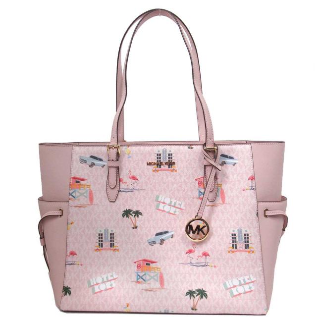 マイケルコース バッグ トートバッグ MICHAEL KORS MKシグネチャー マイアミ プリント ラージ ドローストリング トラベルトート 肩掛け 35S3G2GT7V LT PWDR BLSH(ライトパウダーブラッシュ) A4対応 MICHAEL KORSアウトレット レディースの通販は
