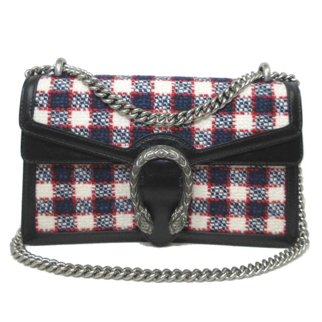 グッチ バッグ ショルダーバッグ GUCCI ツイード チェック柄 ディオニュソス スモール ショルダー チェーン 肩掛け 400249 G20AN 9192(ブラック×ネイビー系×マルチカラー)アウトレット レディースの通販は