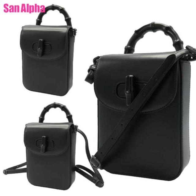 グッチ バッグ ハンドバック GUCCI バンブー ミニハンドバッグ ミニショルダー ミニリュック 3WAY 斜め掛け 702106 UZY0P 1000 (ブラック)ブティックライン レディース